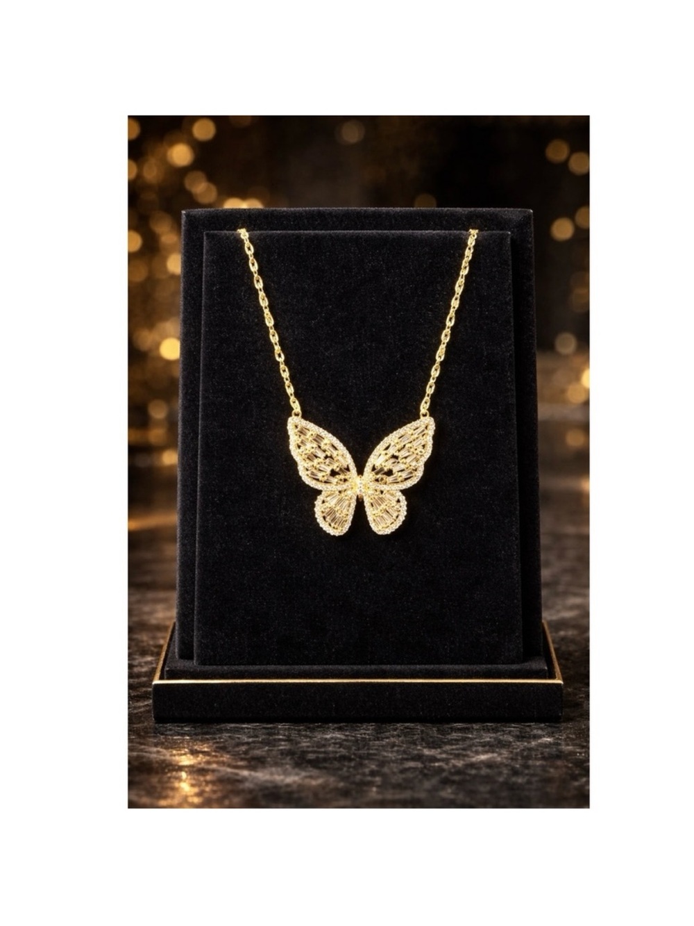 Gold Butterfly Pendant Necklace - Elegant Women's Jewelry